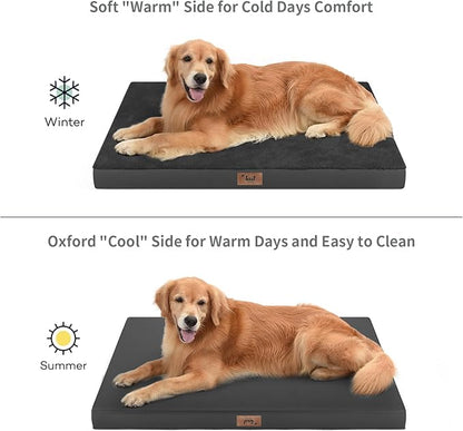 Plush Orthopedic Dog Bed for Medium Dogs & Puppies, Waterproof Dog Beds 29x18 Inch with Removable Washable Cover, Egg Crate Foam Flat Pet Mat, Black