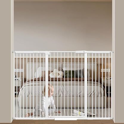 40.55" Tall, 53.74-61.61 Inch Wide, 1.37" Ultra Narrow Spacing Dog Pet Baby Gate Indoor for Doorway Hallway, Pressure Mounted 54 55 56 57 58 59 60 61 Inches Wide