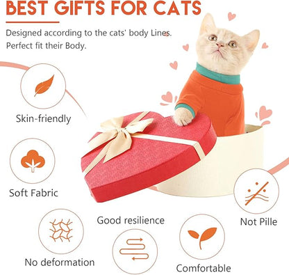 Sticky Cat Clothes Stretchy, Sphynx Hairless Sweater & Pajamas for Cats only, Soft Cat Onesie for Cats After Surgery Female Male & Hair Loss Prevention, Orange S