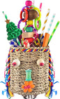 KATUMO Bird Toys, Parrot Grass Basket and Shredding Foraging for Parakeets, Cockatiels, Conures, Small and Medium Bird Cage Accessories