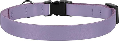 Breakaway Cat Collar with Bell - Leather Adjustable Kitten Collars with Safety Quick Release Buckle - Soft Small Pet Collars for Girl & Boy Cats (Lavender)