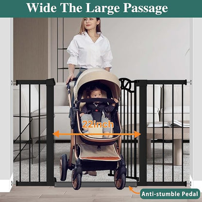 Fairy Baby 70.9"-76.3" Extra Wide Baby Gate for Stairs Doorways, Pressure Mount Pet Gate Auto Close Safety Child Gate, Long Large Dog Gate Indoor for House, 71 72 73 74 75 76 Inches Wide, Black