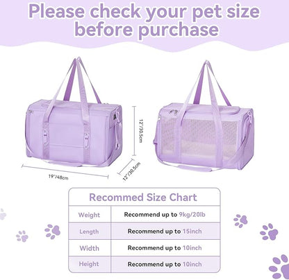 PETSFIT Large Cat Car Carrier with Patented Safety Buckles(19 x 12 x 12) – Roomy Escape-Proof for Safe Driving, Lockable Zippers & Safety Tether, Soft-Sided Travel Carrier for Road Trips & Vet Visits