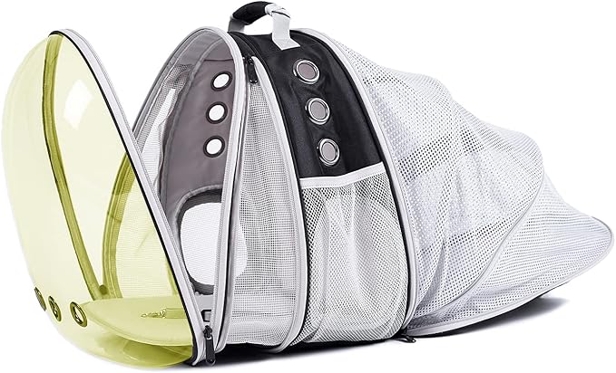Dual Expandable Polarized Cat Backpack Carrier, Fit up to 20 lbs, Expandable Front & Back Space Capsule Polarized Bubble Pet Carrier for Large Cat and Small Dog, Pet Carrying Hiking Traveling Backpack