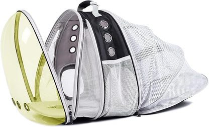 Dual Expandable Polarized Cat Backpack Carrier, Fit up to 20 lbs, Expandable Front & Back Space Capsule Polarized Bubble Pet Carrier for Large Cat and Small Dog, Pet Carrying Hiking Traveling Backpack