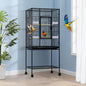 Large Bird Cage, 54" H Big Bird Cage with Stand for Parakeets Parrots Conures Lovebird Cockatiel Black