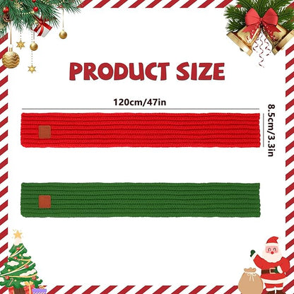 BWOGUE 2-Piece Winter Dog Knitted Scarf & Dog Neck Warm Bandanas with Red and Green Patterns for Medium/Large Dogs - Winter Warm Holiday Scarf Pet Accessories (Red, Green)