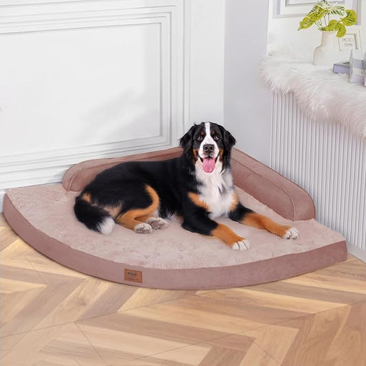 Large Orthopedic Dog Bed with Sides XXXL Dog Beds with Removable Washable Cover Non-Slip Waterproof Pet Bed for Extra Large Dogs - Pink XXXL