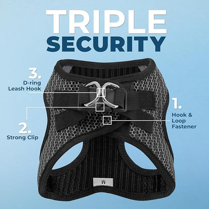 Best Pet Supplies Voyager Step-in Air All Weather Mesh Harness and Reflective Dog 5 ft Leash Combo with Neoprene Handle, for Small, Medium and Large Breed Puppies - Gray (2-Tone), M