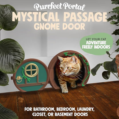 Gnome® Door Cat Door for Interior Doors - Stylish & Functional with No Flap, Lockable, and Easy Installation, Spacious Large Kitty Door for Cats Up to 20 lbs, Private and Comfortable Pet Door