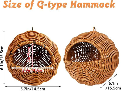 BNOSDM Rattan Parrot Nesting House Bird Nest Parakeet Hanging Swing Soft Lovebird Warm Bed Sleeping for Parrots Bird Cage Accessories for Cockatiels Budgerigars Finches Canaries (Khaki & Brown)