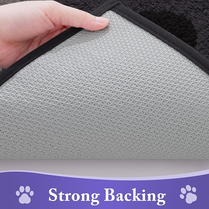Buganda Dog Door Mat for Muddy Paws, Absorbent Dirt Trapper Non Slip Indoor Doormats, Washable Low-Profile Mat for Mud Dogs, Entryway Carpet for Inside Floor (59x35 Inches, Black)