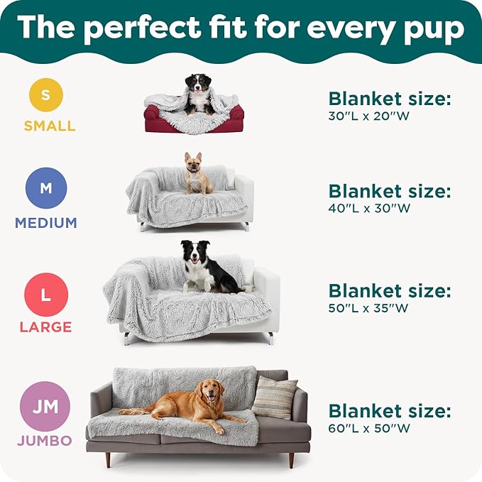 Furhaven Waterproof Throw Blanket for Dogs & Indoor Cats, Washable - Shaggy Plush Calming Long Faux Fur & Velvet Dog Blanket - Gray, Large