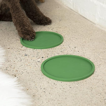 Waggo Habit Silicone Dog Placemat – Set of 2 Modern Heavyweight Silicone Dog Food Mats, Dishwasher Safe, Non-Slip, Solid Color – Black (Large, 9")