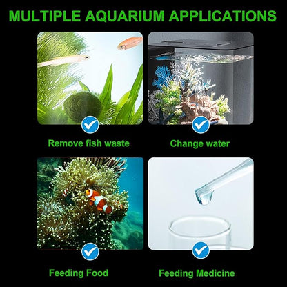 50ml Manual Coral Fish Feeder/Water Changer/Waste Remover Clean Tool with Extension Pipe and 15inch Aquarium Tweezer for Fish Tank Cleaning, Aquatic Pipette Dropper Gravel Cleaner Siphon