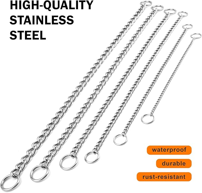 TagME Chain Choke Collar for Dogs, Adjustable Weather Proof Necklace for Extra Large Dogs, Alloy Steel Pet Training Collar