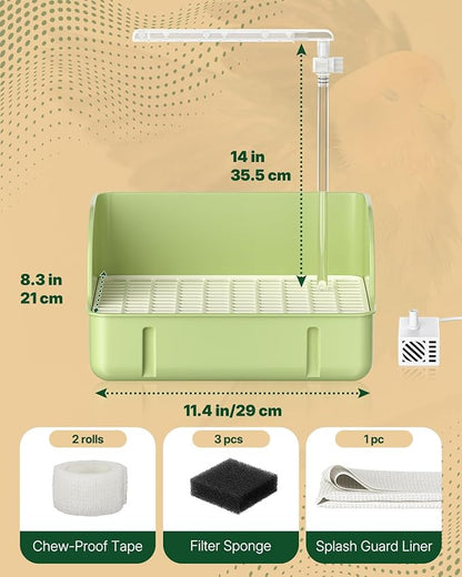 Pawfly Automatic Bird Bath for Cage, Bird Bath with Pump, Filter Sponges & Splash Guard Liner, Large Bird Shower with Running Water, Indoor Parrot Bath for Pet Birds, Bird Cage Accessories