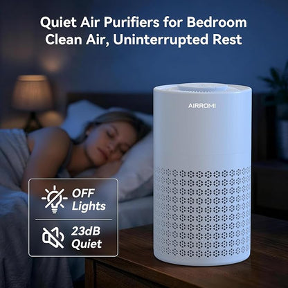 AIRROMI Air Purifier for Bedroom with HEPA 3-in-1 Filter, Pet Air Purifier for Home Cat Pee Smell, Covers Upto 990 Ft², Quiet 360° intake Air Cleaner for pet hair,allergies,Dust,Smoke A2001 Blue