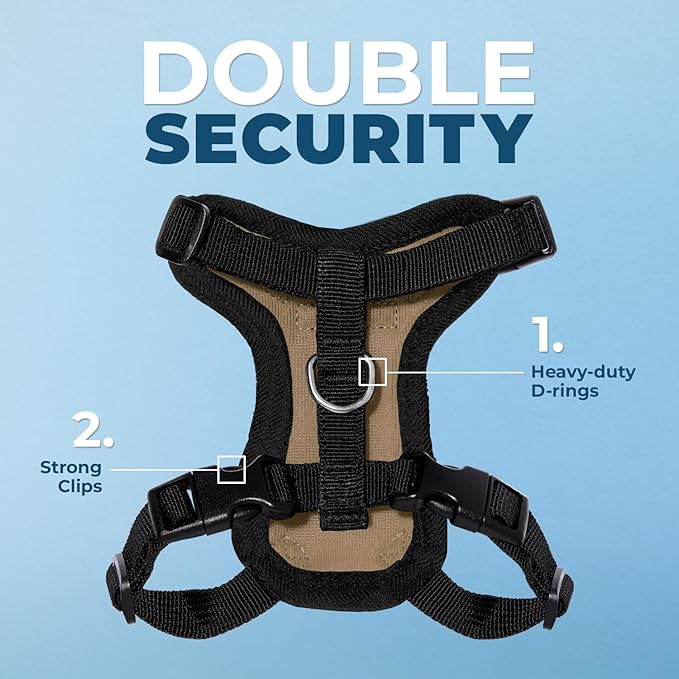Voyager Escape-Proof Step-in Lock Cat Harness & 5ft Neoprene-Handle Leash Set All-Weather Mesh with Reflective Stitching for Small to Large Cats by Best Pet Supplies, Army/Black Trim, XXXS