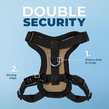 Voyager Escape-Proof Step-in Lock Cat Harness & 5ft Neoprene-Handle Leash Set All-Weather Mesh with Reflective Stitching for Small to Large Cats by Best Pet Supplies, Army/Black Trim, S