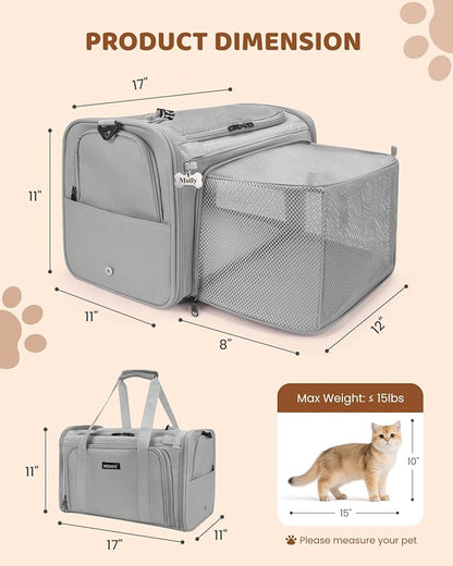 MIDOG Cat Carrier Soft for Small to Medium-Sized Cats,Up to 25 Lbs, TSA Airline Approved Soft Sided Pet Carrier