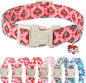 Valentines Dog Collar for Small Dogs - Design Cute Rose Red Valentine Dog Collars Boy Girl Puppy Adjustable Quick Release Buckle Collar with Little Heart Charm XS