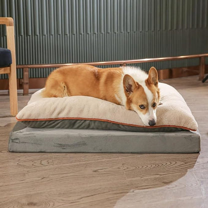 Amazon Basics Washable Dog Bed with Cooling Gel Memory Foam, Pressure-Relief Support for Dogs up to 120lbs, Non-Slip Bottom, Removable Cover, Giant Sized (48" x 36"), Grey