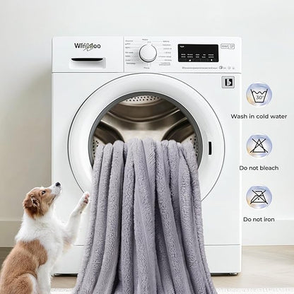 LINENLUX 1 Pack 3 Soft Fleece Dog Blanket for Pet Washable Warm Cat Puppy Fluffy Calming Flannel Grey Medium