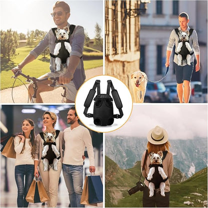 YUDODO 2-Pack Pet Dog Carrier Backpack Adjustable Dog Front Carrier, Legs Out Easy-Fit Dog Travel Backpack Carrier for Hiking Camping for Small Medium Dogs Cats and Rabbits (Large Black+Pink)