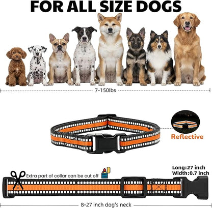 Dog Training Collar Replacement and Shock Collar Strap - 3/4 Inch Wide Adjustable Nylon Band with Reflective Replacement Strap for E Collar and Bark Collar (Orange)