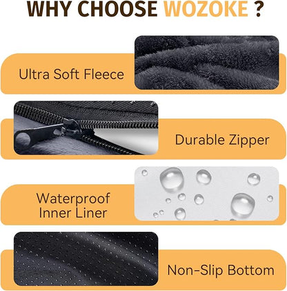 Orthopedic Washable Large Dog Bed: Cooling Dog Bed with Bolsters - Jumbo Bed Waterproof Removable Cover Non-Slip Pet Bed for Jumbo Large Sized - Dark Gray