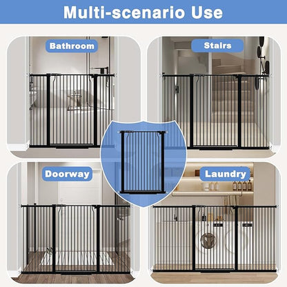 40.5" Extra Tall Baby Gate for Stairs, 29.5"-40.5" Extra Wide Dog Gate Indoor for The House, Auto Close Pressure Mounted Safety Child Toddler Gate, Pet Gate for Doorways Kitchen, Black