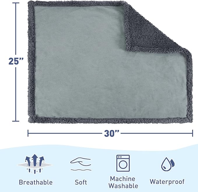 Kritter Planet Waterproof Dog Blankets for Small Dogs, Puppy Blankets for Litter, Cat Blankets for Indoor Cats Washable, Reversible Fleece Pet Mat for Crates, Car Seats, and Furniture