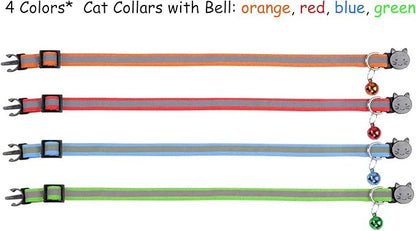 Breakaway Reflective Nylon Cat Collars with Bell (4 Colors)