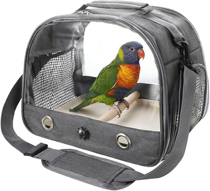 Bird Travel Carrier Portable Parrot Carry Transport Bag with Stand Perch and Tray Breathable Travel Cage for Cockatiel Parakeet Small Bird