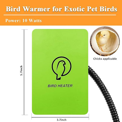 Bird Heater for Cage - Snuggle Up Bird Warmer for Exotic Pet Birds, 10W African Grey, Parakeets, Parrots, (3.7"x5.7")