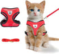 shudyear Summer cat Chest Harness and Leash, Anti-Escape Adjustable Soft mesh cat Leash and Chest Harness Set for All Types of Cats cat Vests (Size S,Red)