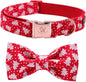 Elegant little tail Dog Collar with Bow, Cotton & Webbing, Bowtie Dog Collar, Adjustable Dog Collars for Small Medium Large Dogs and Cats