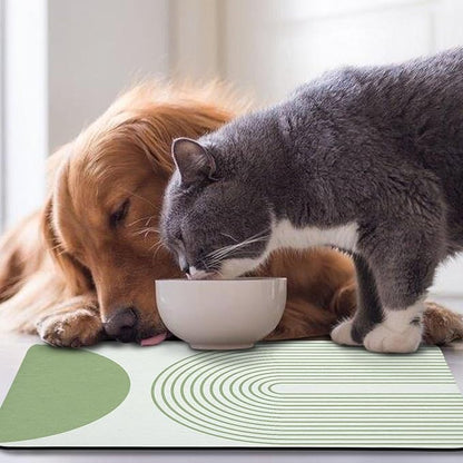 Dog Food Mats for Floors Waterproof, Cat Water Bowl Mats Pet Feeding Absorbent Mat Placemats for Food and Water Green Bohemia 24 * 32 inch
