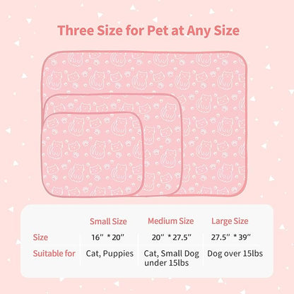 NWK Pet Cooling Mat - Ice Silk Cooling Mat for Dogs & Cats Portable & Washable Pet Cooling Blanket, Car Seats, Beds for Summer (1, Pink Cat, 39‘’ X 27‘’ X 0.3'')