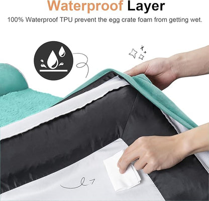 Large Dog Bed Orthopedic Washable: Beds Bolster XXL Bed Big XLarge Dogs Egg Crate Foam Sofa Couch Waterproof Removable Cover - Aqua Blue