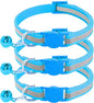 3 Pack Reflective and Breakaway Cat Collars with Bells，Adjustable Kitten Collars from 7.5 to 12.5 Inches, Ideal of Kitten Collar, Suitable for Girls and Boys (Sky Blue)
