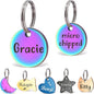 Anavia Small Size Dog Cat ID Tags, Small/XS Personalized Color Plated Stainless Steel Puppy Kitten Name Tags, Customized Engraved Nameplate Pet Collar Tag (Rainbow, XS-Round)