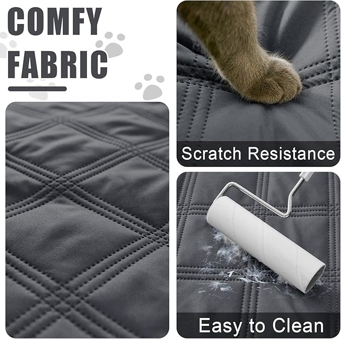 Smiry Waterproof Dog Bed Cover Blanket 68x82, Soft Reversible Pet Blanket, Washable Leakproof Cats Dogs Couch Cover for Sofa, Couch, Furniture, Dark Grey/Beige
