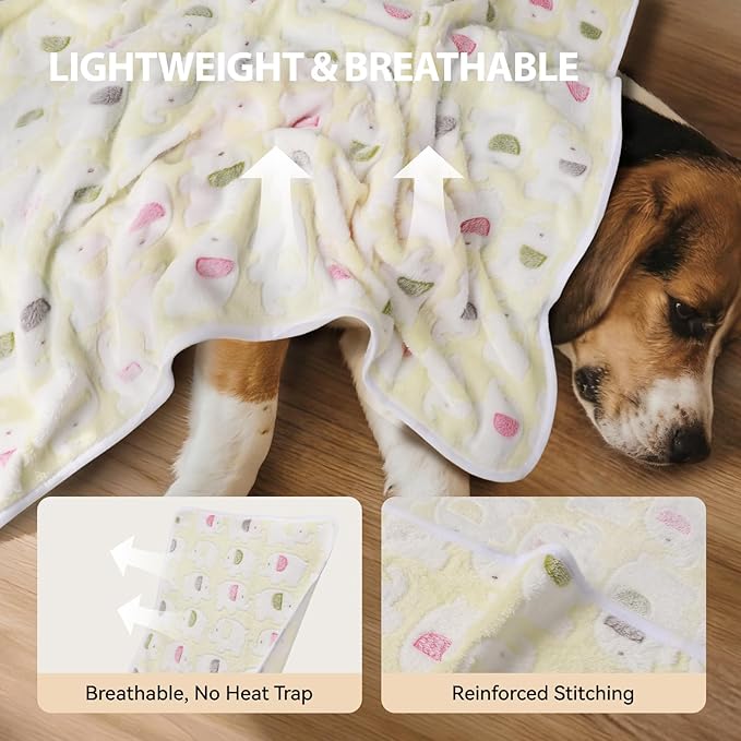 LINENLUX 1 Pack 3 Blankets Super Soft Fluffy Premium Fleece Dog Blankets for Puppy Cat Pet Blanket Flannel Throw Warm Sleep Elephant Pattern 40x31 inches