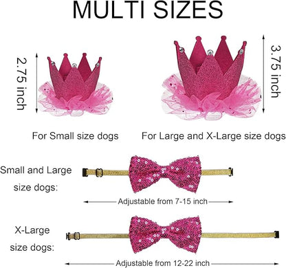 Dog Birthday Decorations, Multi Sizes Dog Birthday Bandana Girl Dog Birthday Hat Crown Bow Tie Birthday Numbers It’s My Bday Mother Puppers Sign Banner for Small Dogs Pets (Pink, Small)