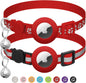 2 Pack Airtag Cat Collar Breakaway with Bell,Reflective Kitten Collar with Apple Airtag Cat Collar Holder,Adjustable 7-12In,Safety Buckle for Girl Boy Cats,Pet Supplies,Accessories,Gifts (Red)