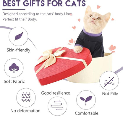Sticky Cat Clothes Stretchy, Sphynx Hairless Sweater & Pajamas for Cats only, Soft Cat Onesie for Cats After Surgery Female Male & Hair Loss Prevention, Black M