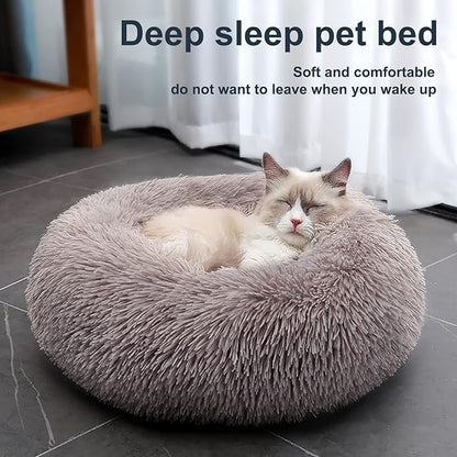 Nisrada Dog Bed for Small Medium Large Dogs, 24 inch Calming Dogs Bed, Washable-Round Cozy Soft Pet Bed for Puppy and Kitten with Slip-Resistant Bottom