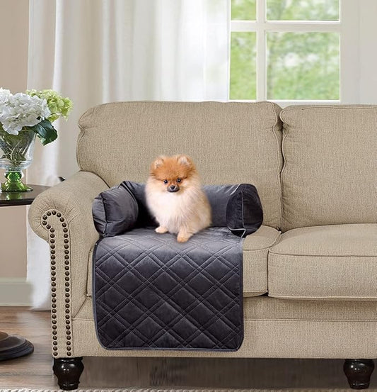 Brilliant Sunshine Premium Calming Dog Bed Mat, Silky Velvet, Removable Washable Cover, Cushion Protector and Couch Covers for Dogs, Pets, Cats, Small, Grey